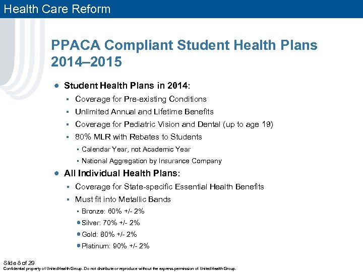Health Care Reform PPACA Compliant Student Health Plans 2014– 2015 Student Health Plans in