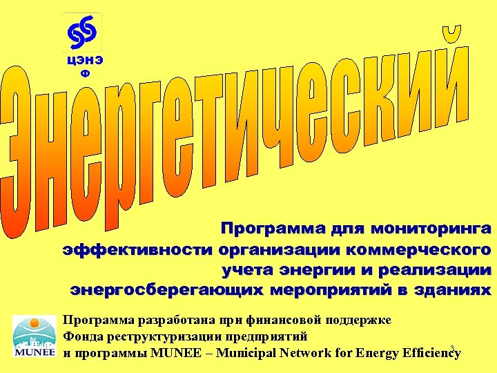 ЦЭНЭ Ф Программа для мониторинга эффективности организации коммерческого учета энергии и реализации энергосберегающих мероприятий