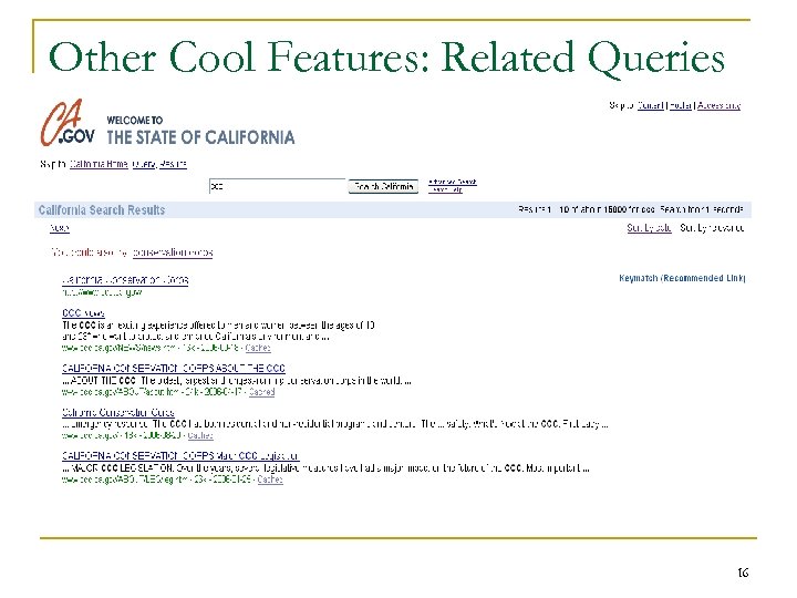 Other Cool Features: Related Queries 16 