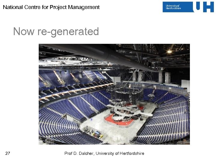 National Centre for Project Management Now re-generated 27 Prof D. Dalcher, University of Hertfordshire
