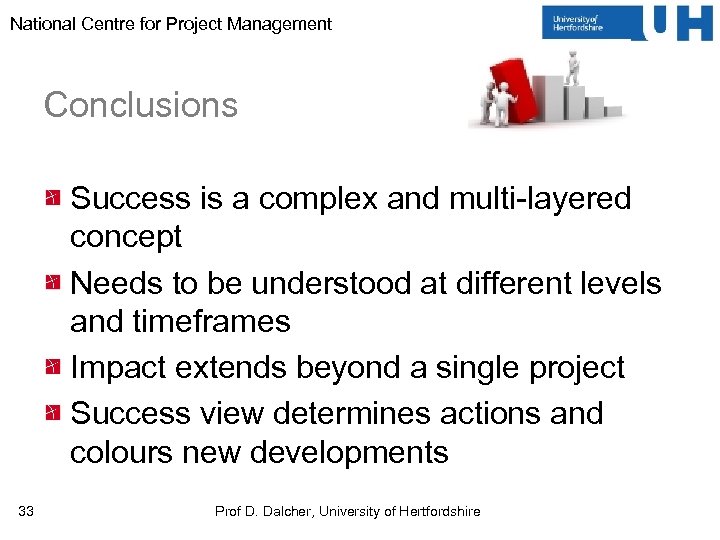 National Centre for Project Management Conclusions Success is a complex and multi-layered concept Needs