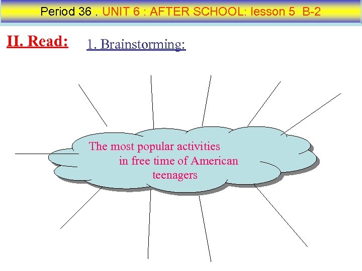 Period 36. UNIT 6 : AFTER SCHOOL: lesson 5 B 2 II. Read: 1.