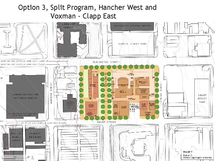 Option 3, Split Program, Hancher West and Voxman - Clapp East 