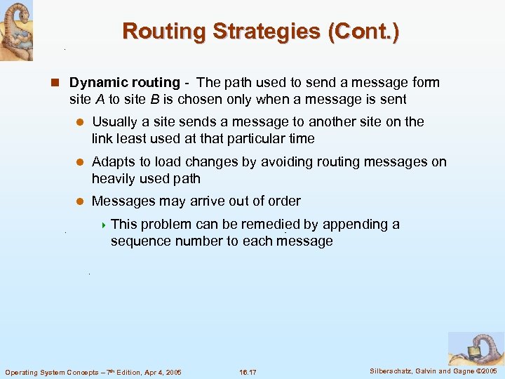 Routing Strategies (Cont. ) n Dynamic routing - The path used to send a