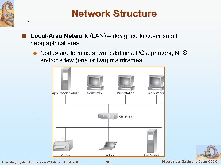 Network Structure n Local-Area Network (LAN) – designed to cover small geographical area l