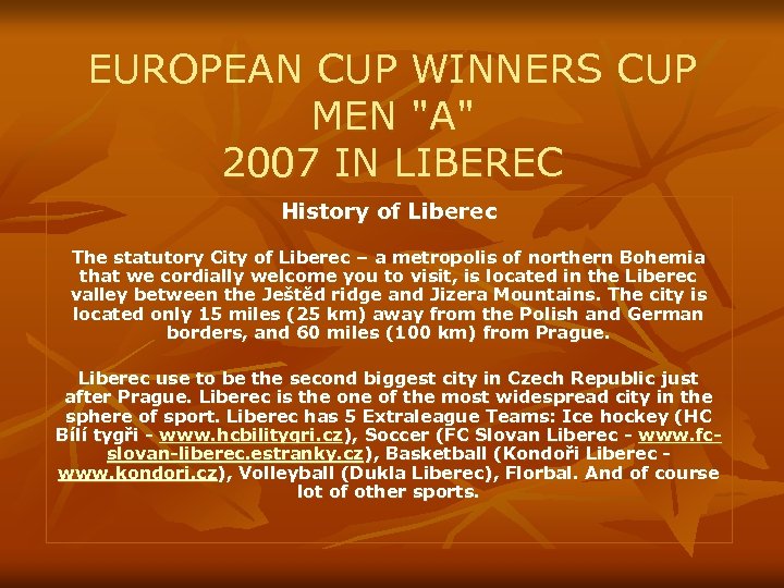 EUROPEAN CUP WINNERS CUP MEN 