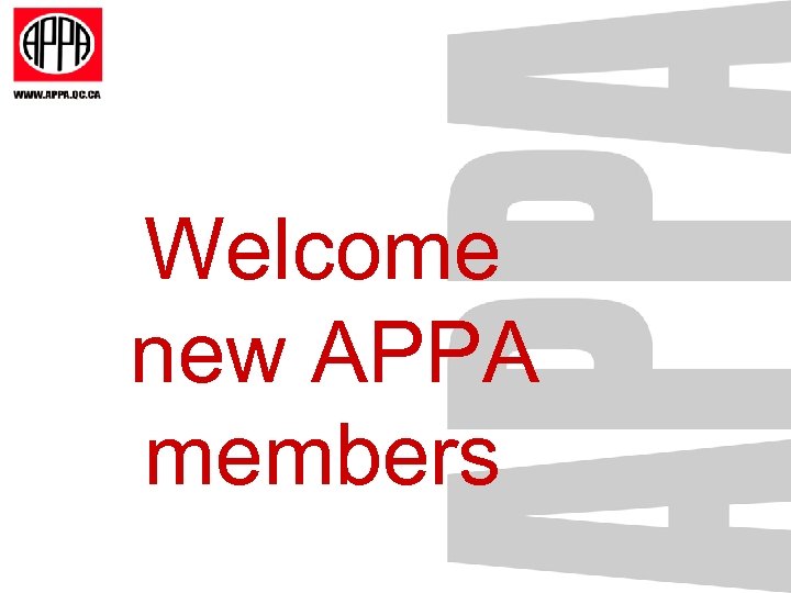 Welcome new APPA members 