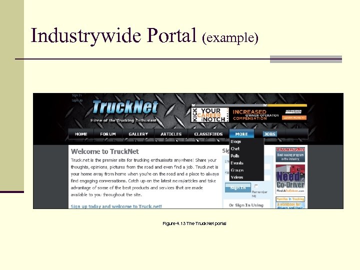 Industrywide Portal (example) Figure 4. 13 The Truck. Net portal 