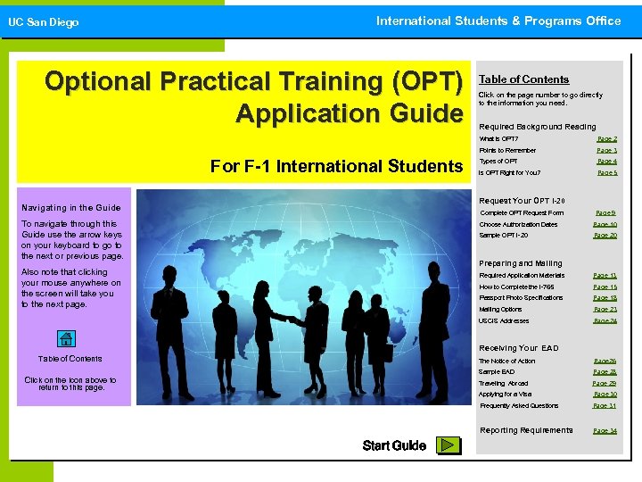 UC San Diego International Students & Programs Office Optional Practical Training (OPT) Application Guide
