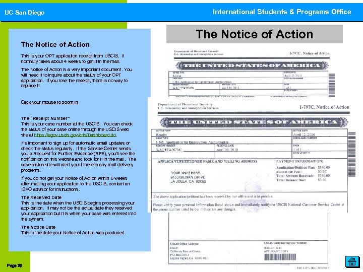 UC San Diego The Notice of Action This is your OPT application receipt from