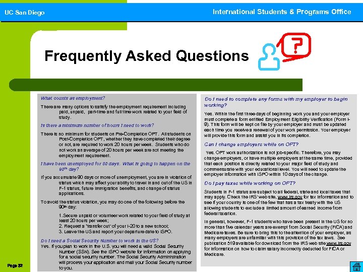 International Students & Programs Office International Students and Programs Office UC San Diego Frequently