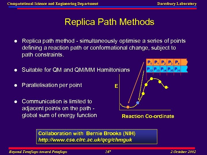 Computational Science and Engineering Department Daresbury Laboratory Replica Path Methods l Replica path method