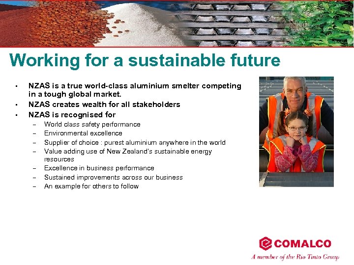 Working for a sustainable future • • • NZAS is a true world-class aluminium