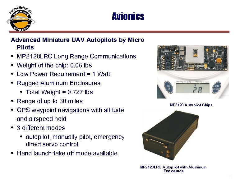 Avionics Advanced Miniature UAV Autopilots by Micro Pilots • MP 2128 LRC Long Range