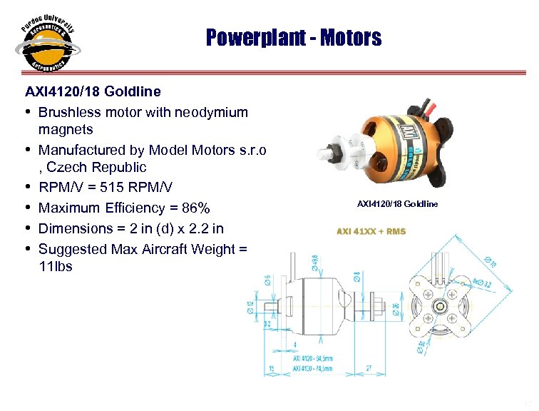 Powerplant - Motors AXI 4120/18 Goldline • Brushless motor with neodymium magnets • Manufactured