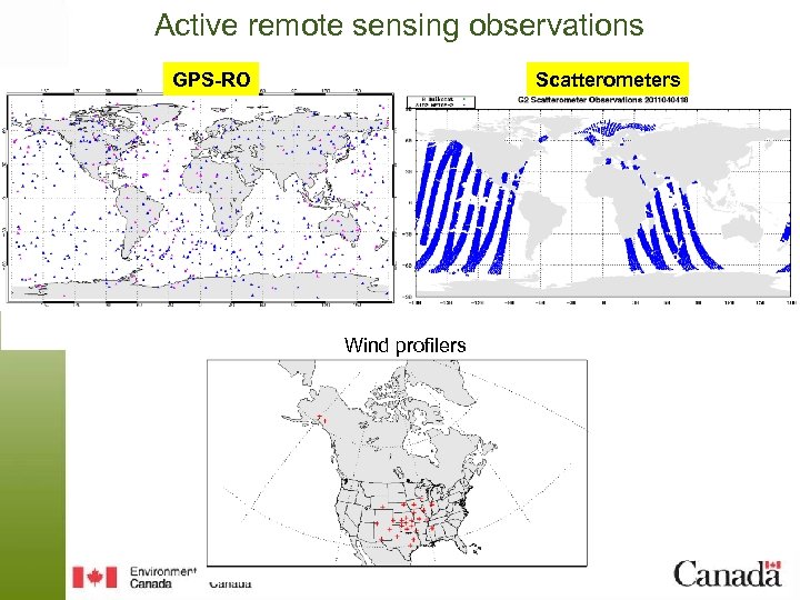 Active remote sensing observations GPS-RO Scatterometers Wind profilers 