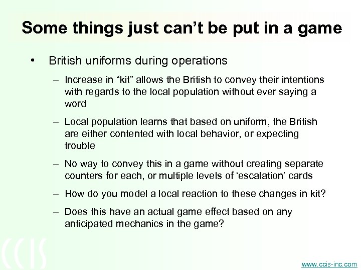 Some things just can’t be put in a game • British uniforms during operations