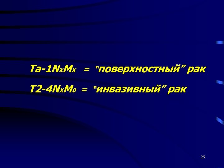 Та-1 NХMХ = “поверхностный” рак Т 2 -4 NХM 0 = “инвазивный” рак 25