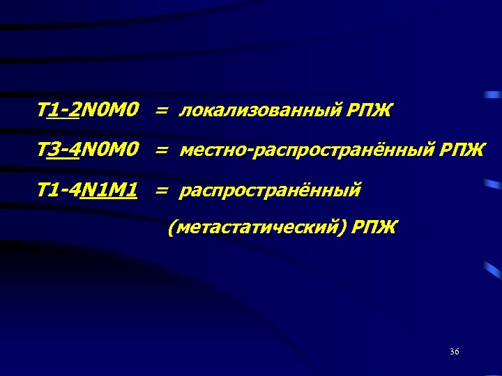 Т 1 -2 N 0 M 0 = локализованный РПЖ Т 3 -4 N