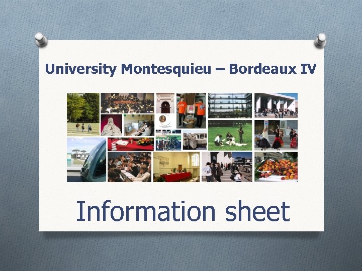 University Montesquieu Bordeaux IV Information Sheet