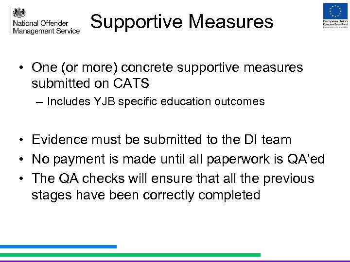 Supportive Measures • One (or more) concrete supportive measures submitted on CATS – Includes