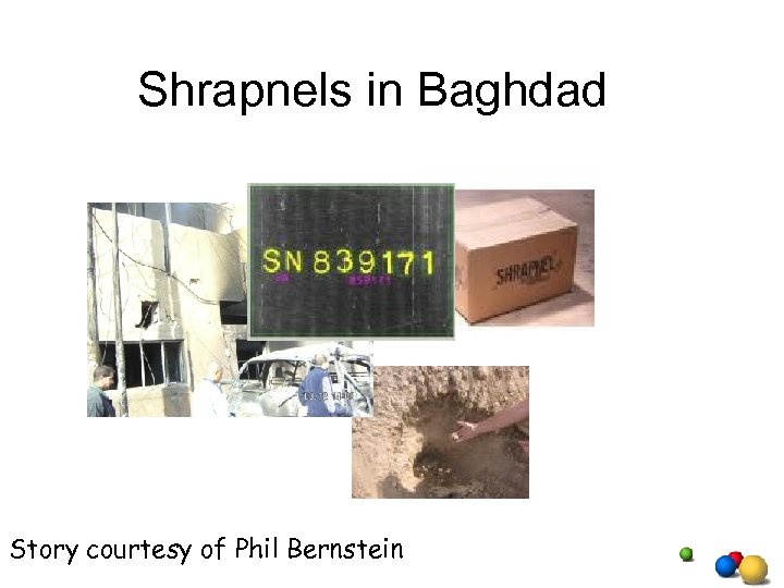 Shrapnels in Baghdad Story courtesy of Phil Bernstein 