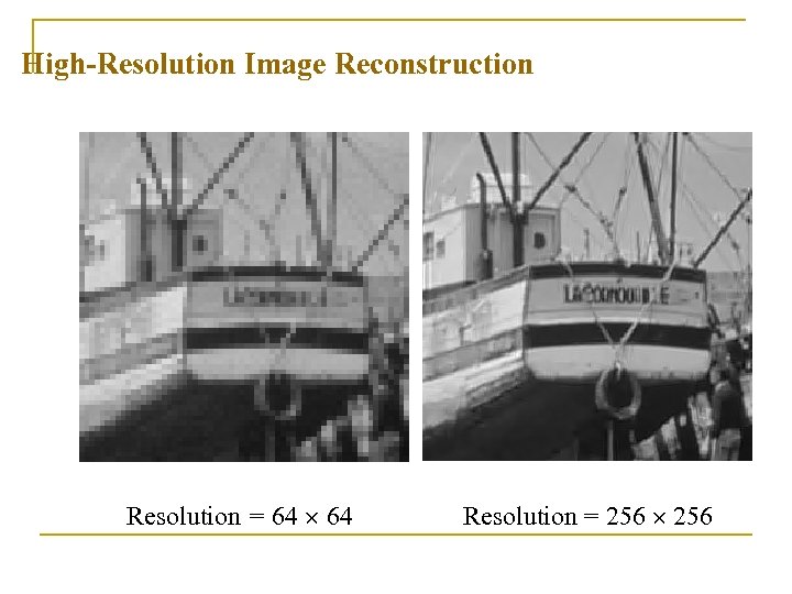 High-Resolution Image Reconstruction Resolution = 64 Resolution = 256 