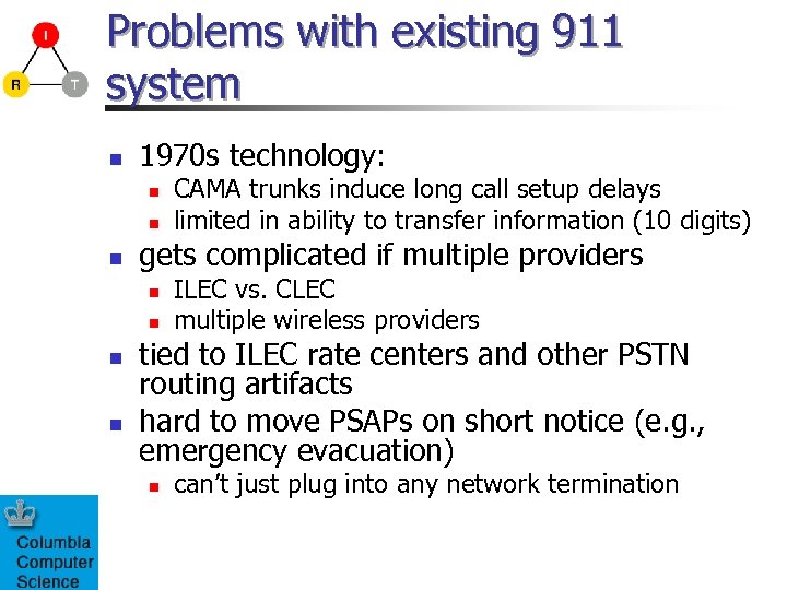 Problems with existing 911 system n 1970 s technology: n n n gets complicated