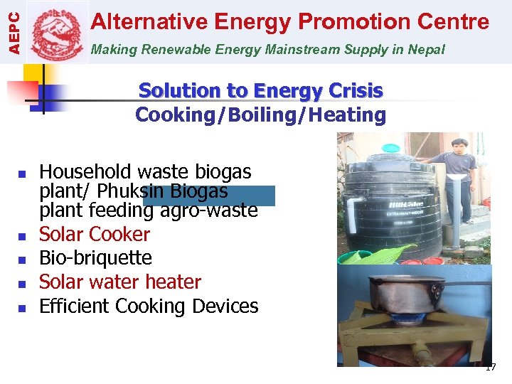 AEPC Alternative Energy Promotion Centre Making Renewable Energy Mainstream Supply in Nepal Solution to