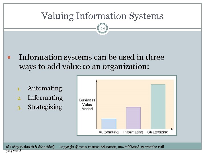 Valuing Information Systems 3 -4 Information systems can be used in three ways to