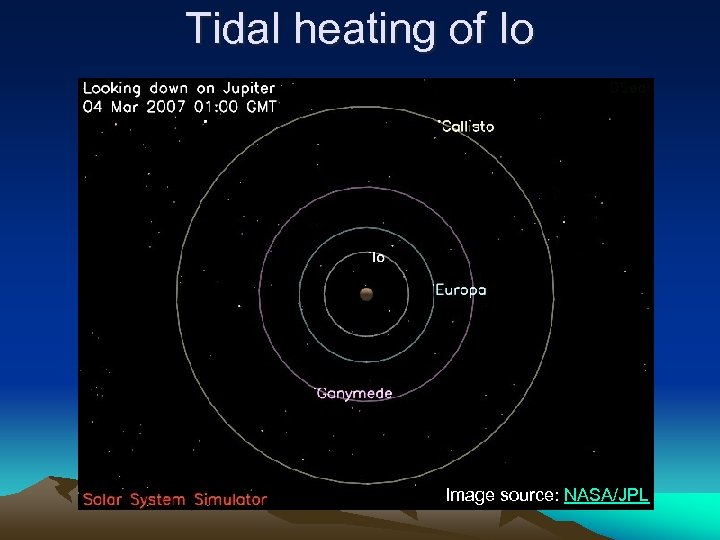 Tidal heating of Io Image source: NASA/JPL 