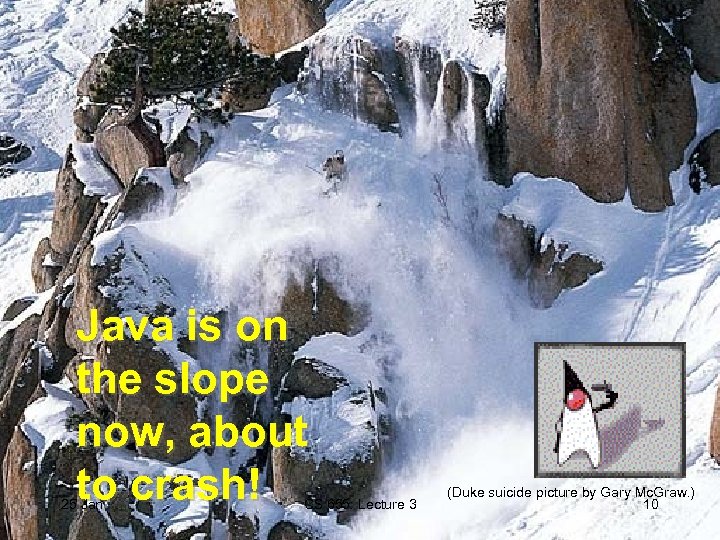 Java is on the slope now, about to crash! 25 Jan CS 655: Lecture