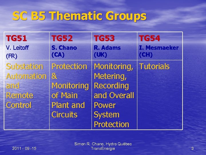 SC B 5 Thematic Groups TG 51 TG 52 TG 53 TG 54 V.
