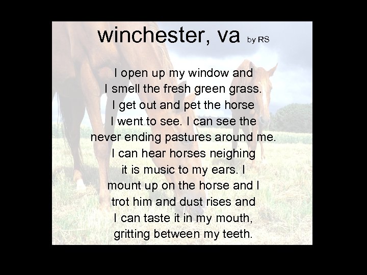 winchester, va by RS I open up my window and I smell the fresh