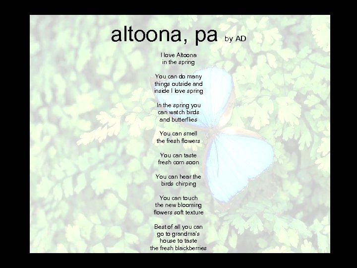 altoona, pa I love Altoona in the spring You can do many things outside