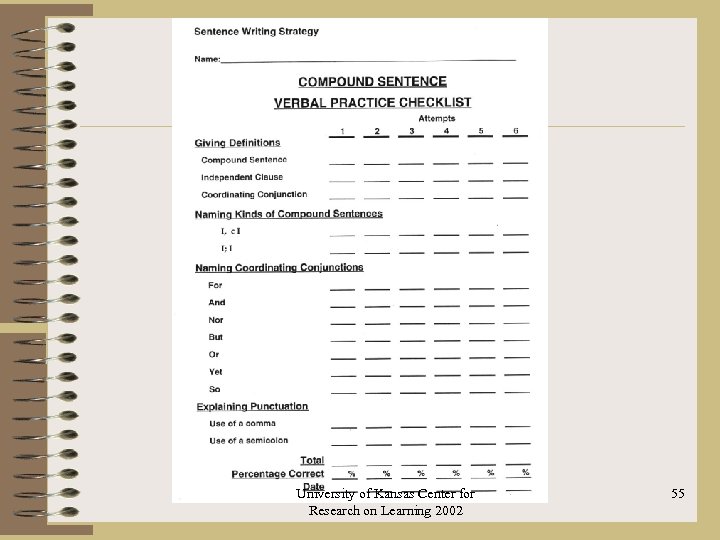 University of Kansas Center for Research on Learning 2002 55 