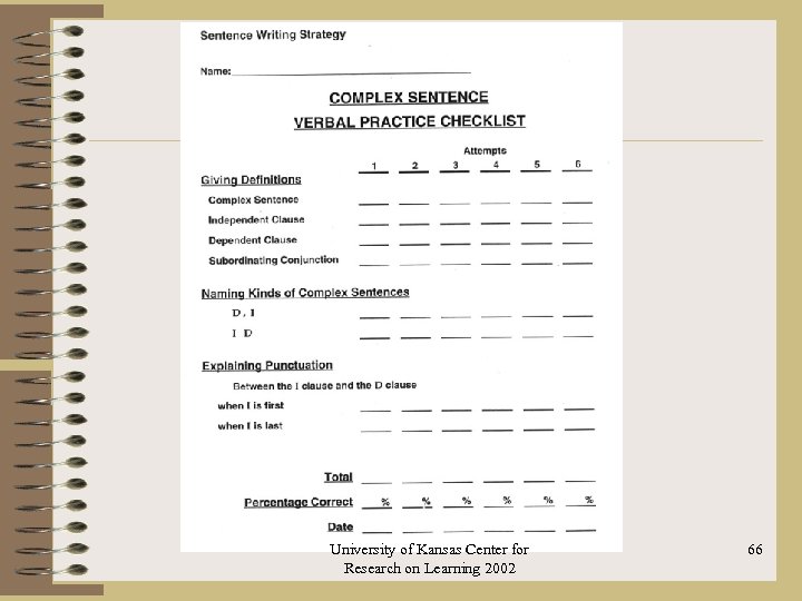 University of Kansas Center for Research on Learning 2002 66 