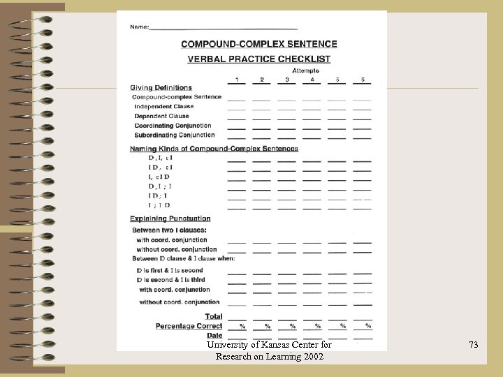 University of Kansas Center for Research on Learning 2002 73 
