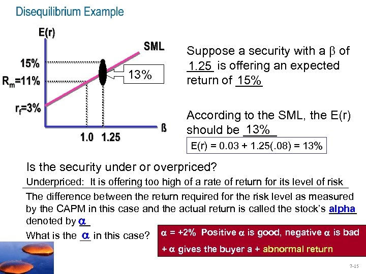 13% Suppose a security with a of ____ is offering an expected 1. 25