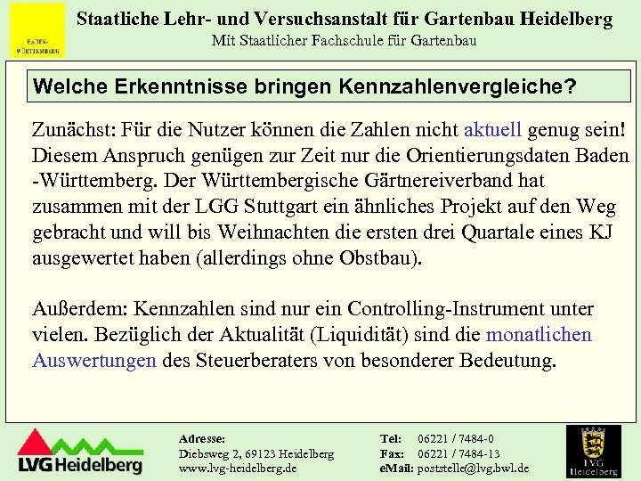 Staatliche Lehr- und Versuchsanstalt für Gartenbau Heidelberg Mit Staatlicher Fachschule für Gartenbau Welche Erkenntnisse