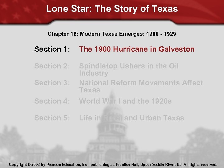 Lone Star: The Story of Texas Chapter 16: Modern Texas Emerges: 1900 - 1929