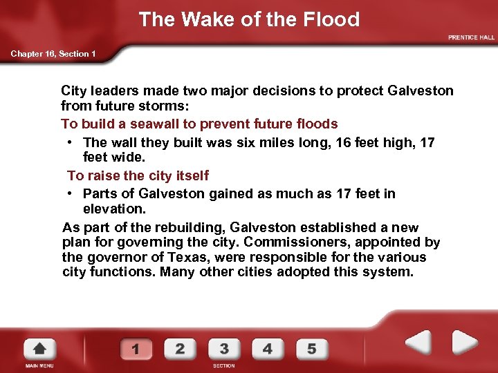 The Wake of the Flood Chapter 16, Section 1 City leaders made two major