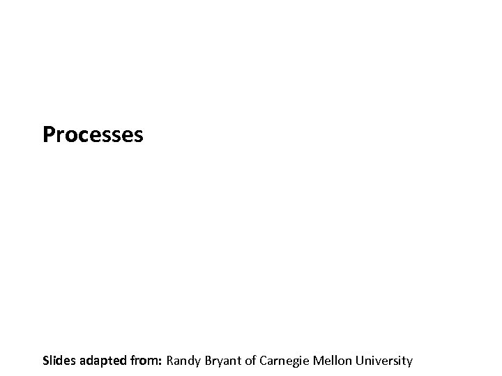 Carnegie Mellon Processes Slides adapted from: Randy Bryant of Carnegie Mellon University 