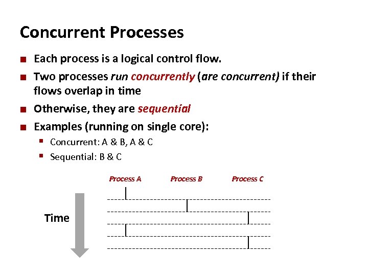 Carnegie Mellon Concurrent Processes ¢ ¢ Each process is a logical control flow. Two