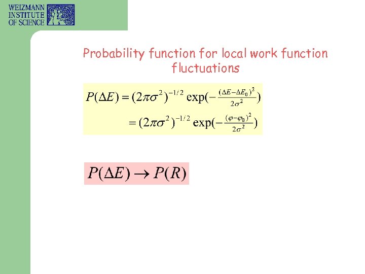 Probability function for local work function fluctuations 