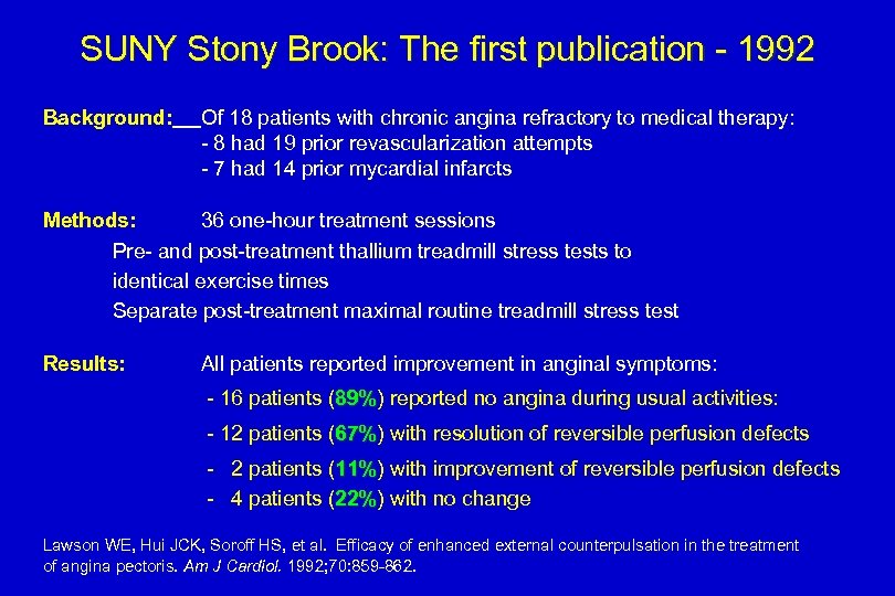 SUNY Stony Brook: The first publication - 1992 Background: Of 18 patients with chronic