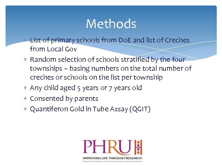 Methods List of primary schools from Do. E and list of Creches from Local