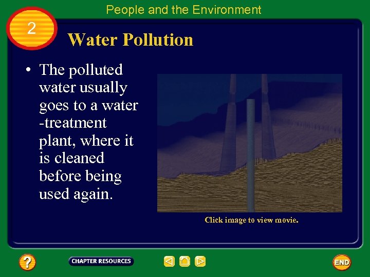 People and the Environment 2 Water Pollution • The polluted water usually goes to