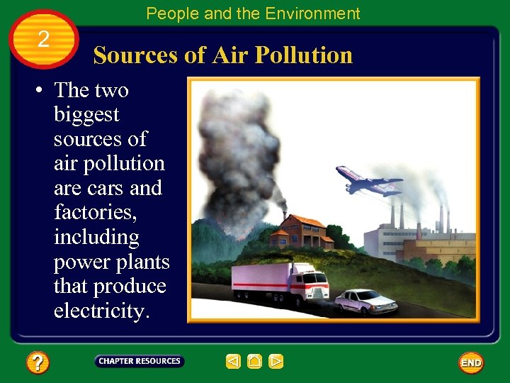People and the Environment 2 Sources of Air Pollution • The two biggest sources