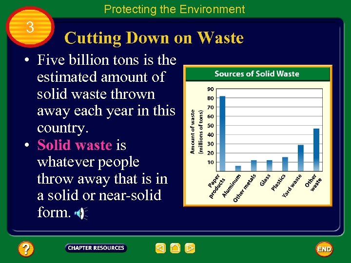 Protecting the Environment 3 Cutting Down on Waste • Five billion tons is the